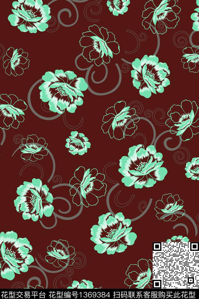 花卉蔷薇花花瓣数码印花华亿平台下载（图片编号: 1369384） - 瓦栏（Walan）