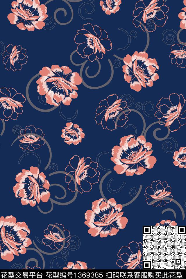 花卉蔷薇花花瓣数码印花华亿平台下载（图片编号: 1369385） - 瓦栏（Walan）