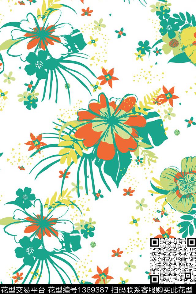 花卉花瓣大牌风数码印花华亿平台下载（图片编号: 1369387） - 瓦栏（Walan）