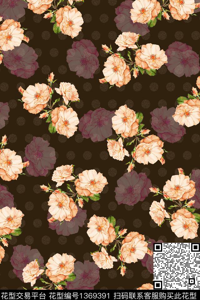 花卉花瓣大牌风数码印花华亿平台下载（图片编号: 1369391） - 瓦栏（Walan）
