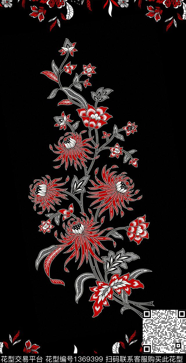 定位花民族风花卉数码印花华亿平台下载（图片编号: 1369399） - 瓦栏（Walan）