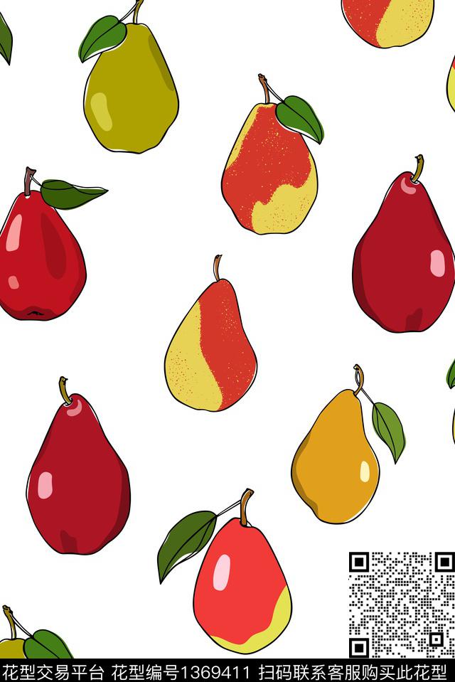 水果趣味香梨传统印花华亿平台下载（图片编号: 1369411） - 瓦栏（Walan）