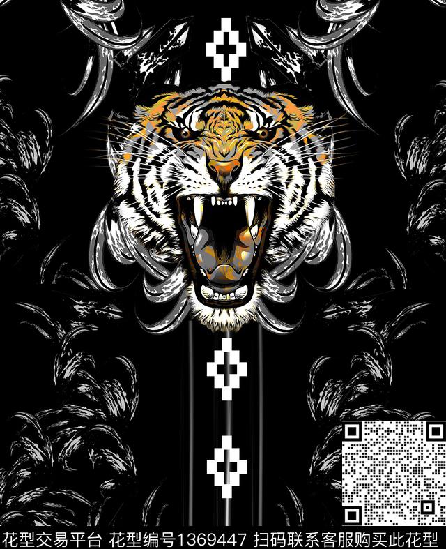 几何花卉大牌风数码印花华亿平台下载（图片编号: 1369447） - 瓦栏（Walan）