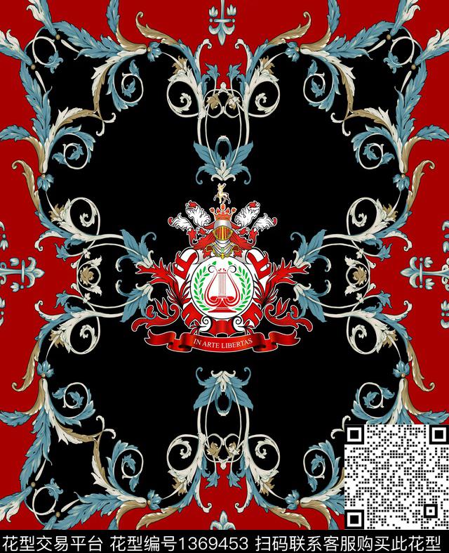 定位花几何字母数码印花华亿平台下载（图片编号: 1369453） - 瓦栏（Walan）