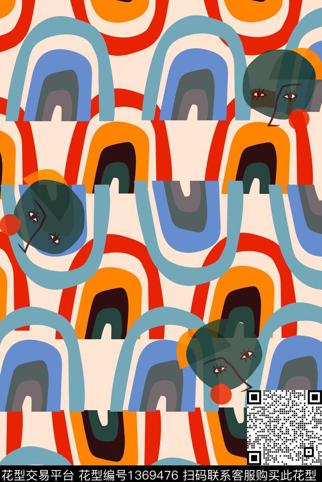 几何大牌风抽象数码印花华亿平台下载（图片编号: 1369476） - 瓦栏（Walan）