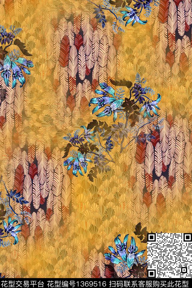 时尚民族花卉中国风数码印花华亿平台下载（图片编号: 1369516） - 瓦栏（Walan）