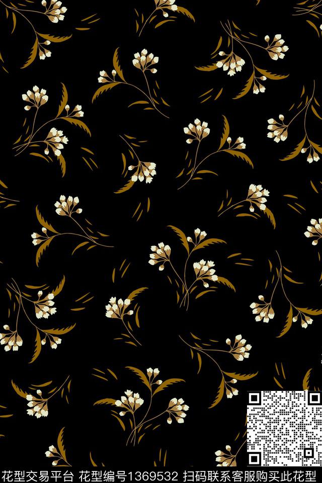 花卉大牌风抽象传统印花华亿平台下载（图片编号: 1369532） - 瓦栏（Walan）