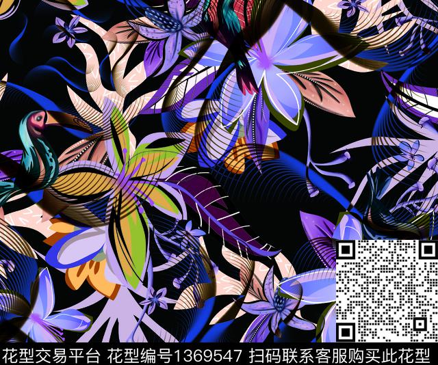 时尚鹦鹉纸印花数码印花华亿平台下载（图片编号: 1369547） - 瓦栏（Walan）