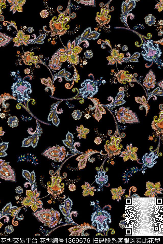 几何花卉抽象数码印花华亿平台下载（图片编号: 1369676） - 瓦栏（Walan）