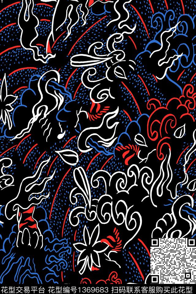 几何抽象真丝数码印花华亿平台下载（图片编号: 1369683） - 瓦栏（Walan）