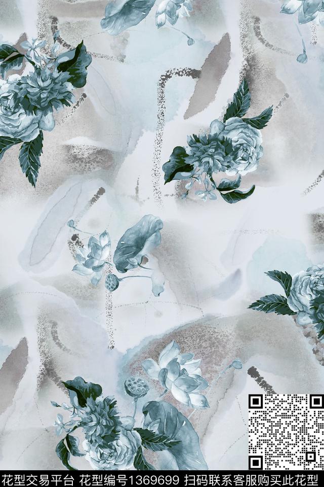 旗袍香云纱真丝数码印花华亿平台下载（图片编号: 1369699） - 瓦栏（Walan）