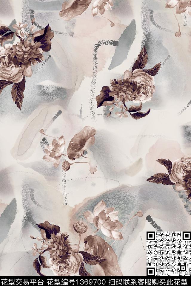 旗袍香云纱真丝数码印花华亿平台下载（图片编号: 1369700） - 瓦栏（Walan）