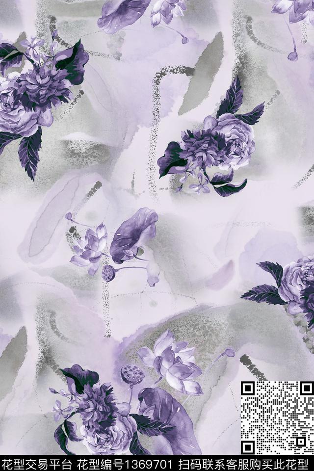 旗袍香云纱真丝数码印花华亿平台下载（图片编号: 1369701） - 瓦栏（Walan）