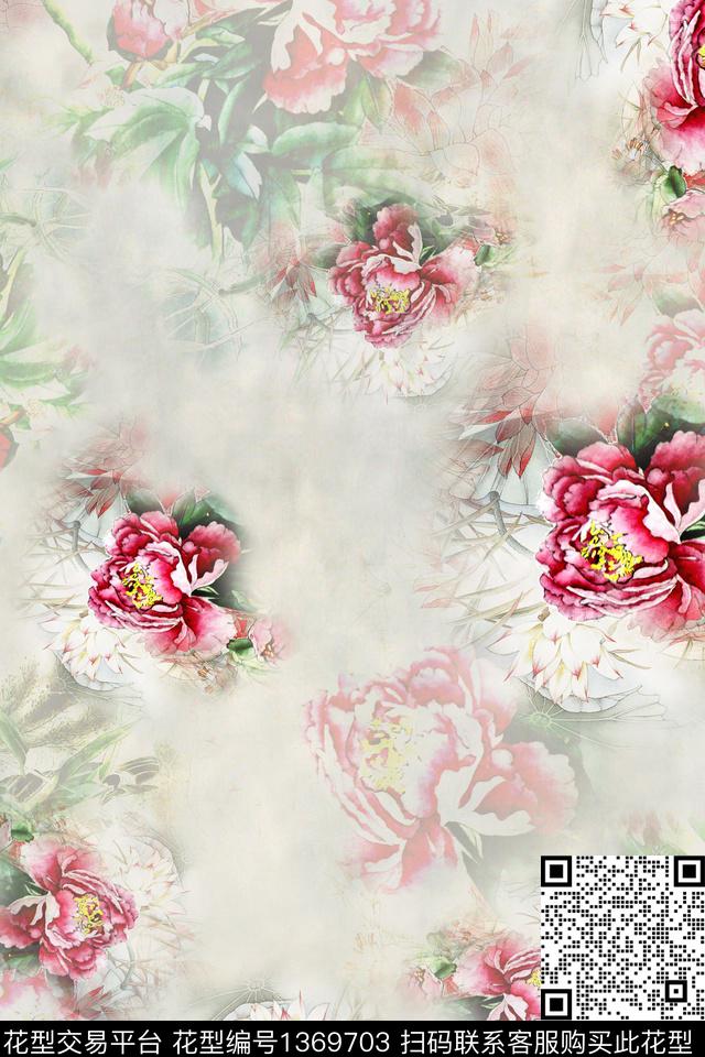 旗袍香云纱真丝数码印花华亿平台下载（图片编号: 1369703） - 瓦栏（Walan）