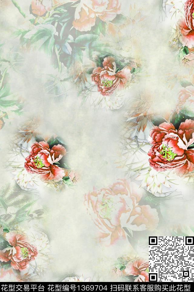 旗袍香云纱真丝数码印花华亿平台下载（图片编号: 1369704） - 瓦栏（Walan）