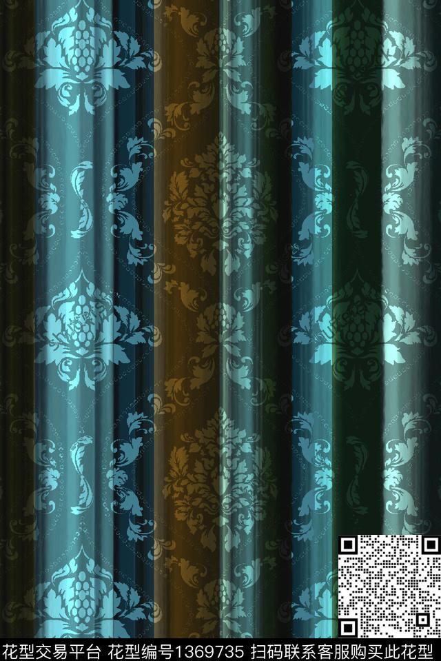 动物大马士革纹民族风数码印花华亿平台下载（图片编号: 1369735） - 瓦栏（Walan）