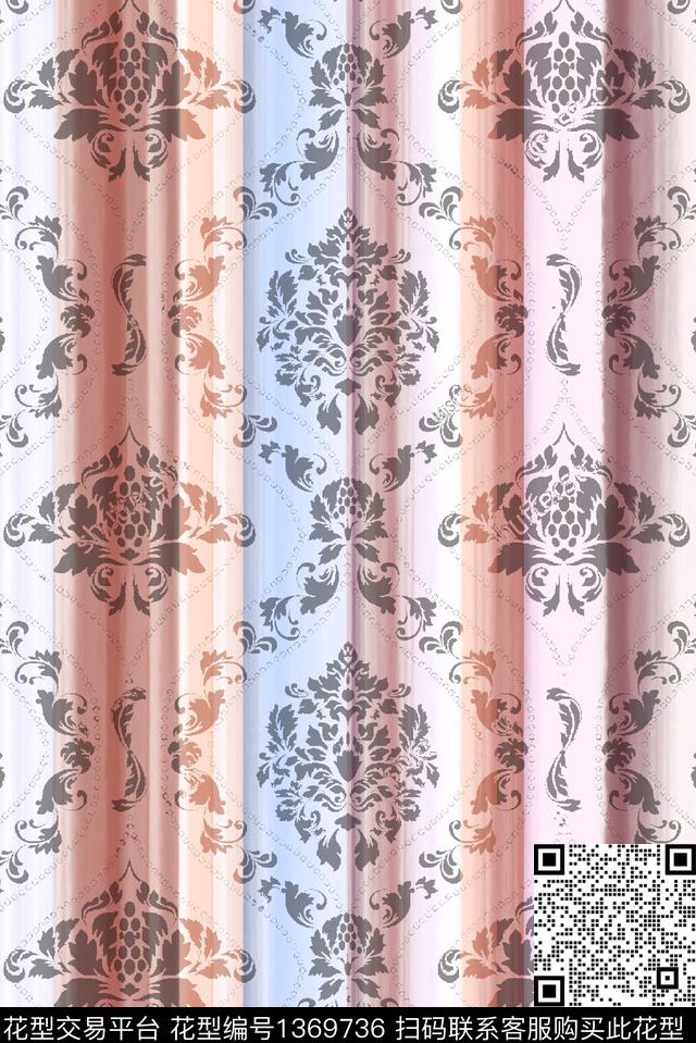 动物大马士革纹民族风数码印花华亿平台下载（图片编号: 1369736） - 瓦栏（Walan）