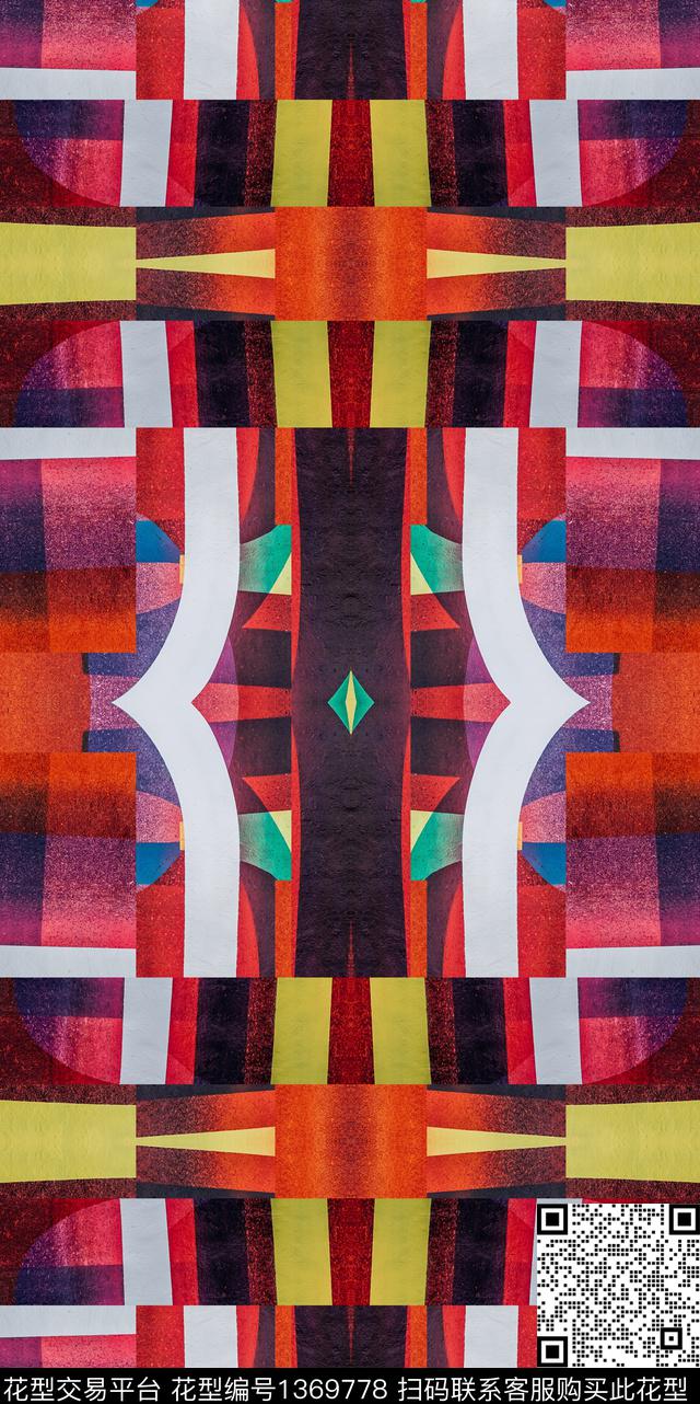 几何格子复古传统印花华亿平台下载（图片编号: 1369778） - 瓦栏（Walan）