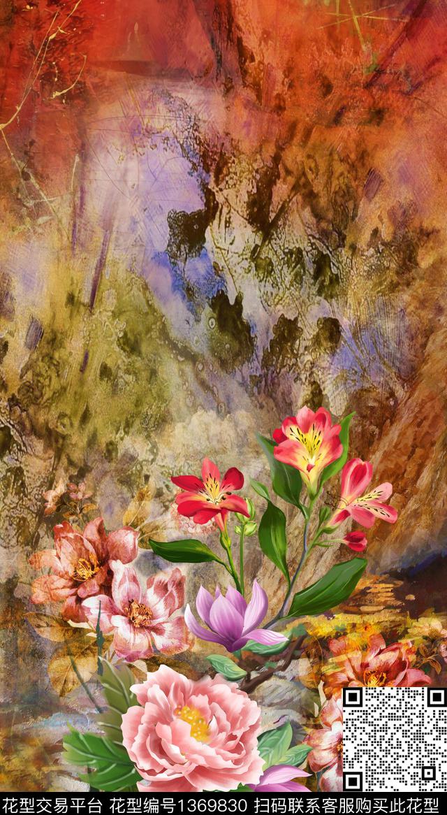 定位花油画华亿平台底纹数码印花华亿平台下载（图片编号: 1369830） - 瓦栏（Walan）