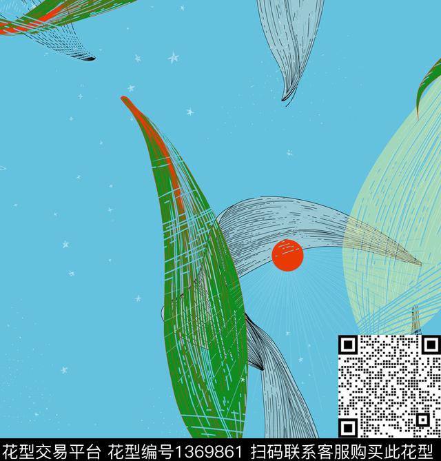 大牌风线条花卉绿植树叶传统印花华亿平台下载（图片编号: 1369861） - 瓦栏（Walan）