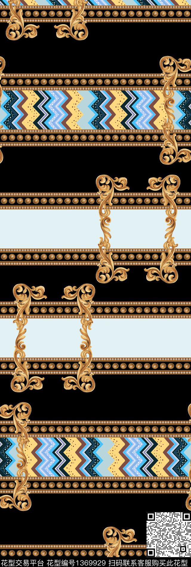 定位花几何宫廷风数码印花华亿平台下载（图片编号: 1369929） - 瓦栏（Walan）