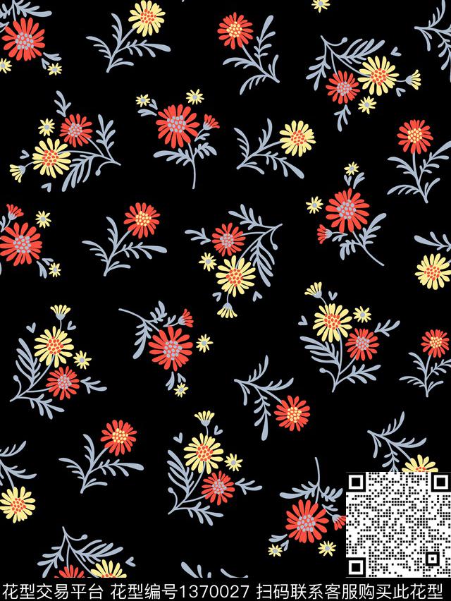 花卉小雏菊大牌风传统印花华亿平台下载（图片编号: 1370027） - 瓦栏（Walan）