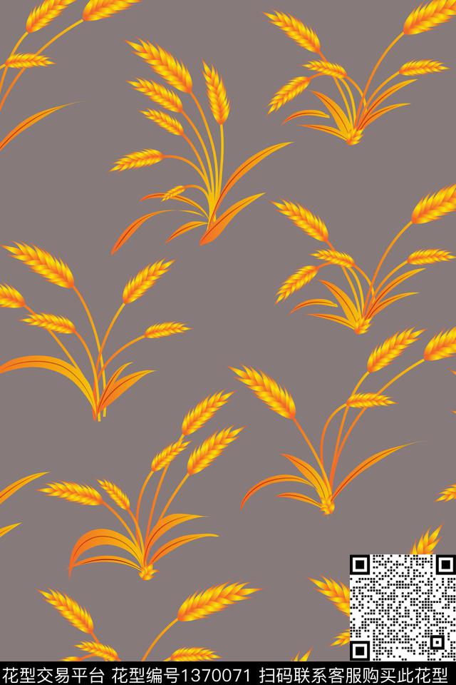 简约麦穗大牌风数码印花华亿平台下载（图片编号: 1370071） - 瓦栏（Walan）