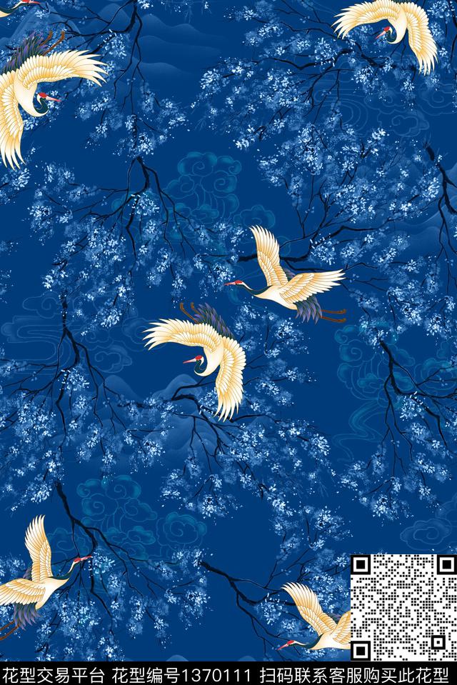 大牌风鸟/昆虫中国风数码印花华亿平台下载（图片编号: 1370111） - 瓦栏（Walan）