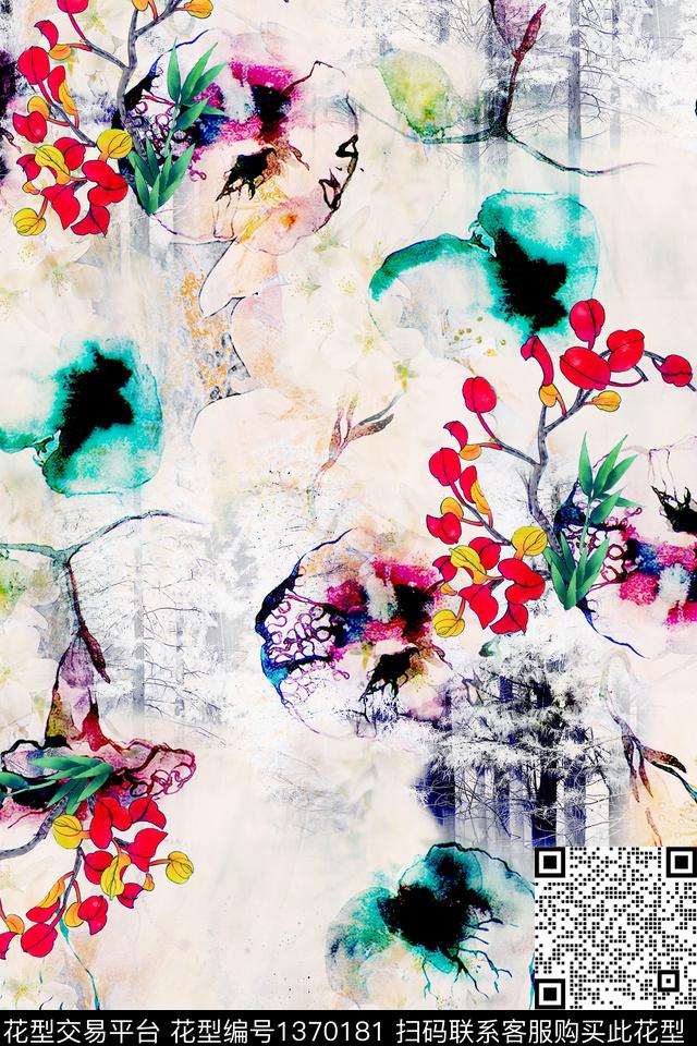 旗袍香云纱真丝数码印花华亿平台下载（图片编号: 1370181） - 瓦栏（Walan）