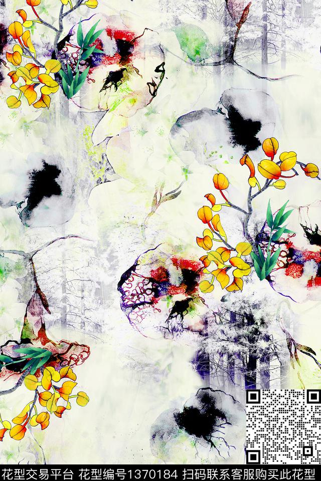 旗袍香云纱真丝数码印花华亿平台下载（图片编号: 1370184） - 瓦栏（Walan）