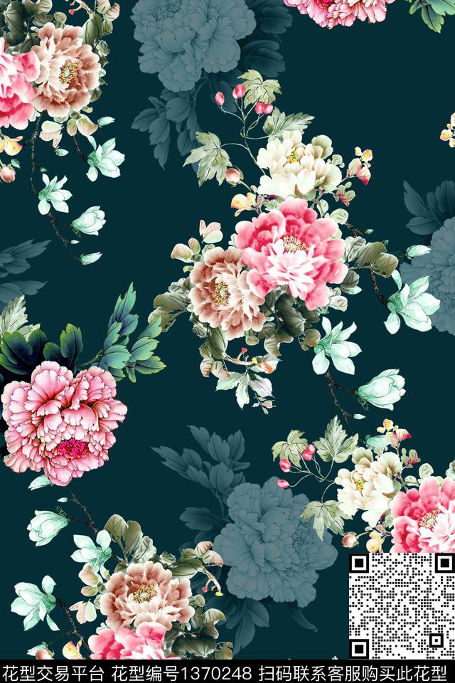 数码华亿平台花卉真丝数码印花华亿平台下载（图片编号: 1370248） - 瓦栏（Walan）