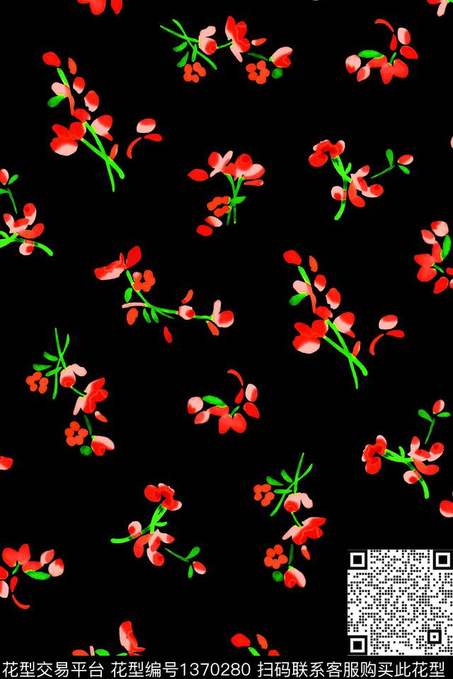 抽象花卉花卉大牌风数码印花华亿平台下载（图片编号: 1370280） - 瓦栏（Walan）