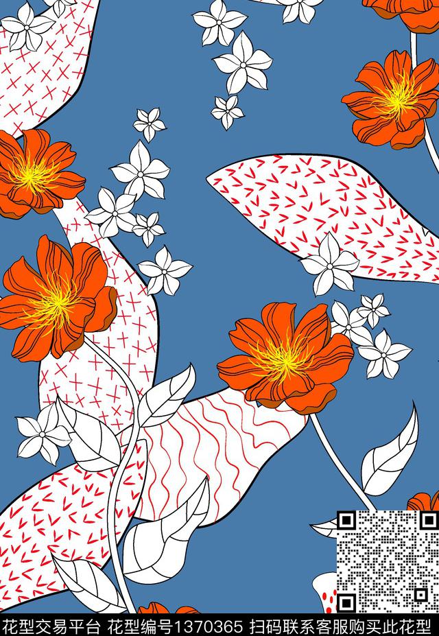 连衣裙女装花卉数码印花华亿平台下载（图片编号: 1370365） - 瓦栏（Walan）