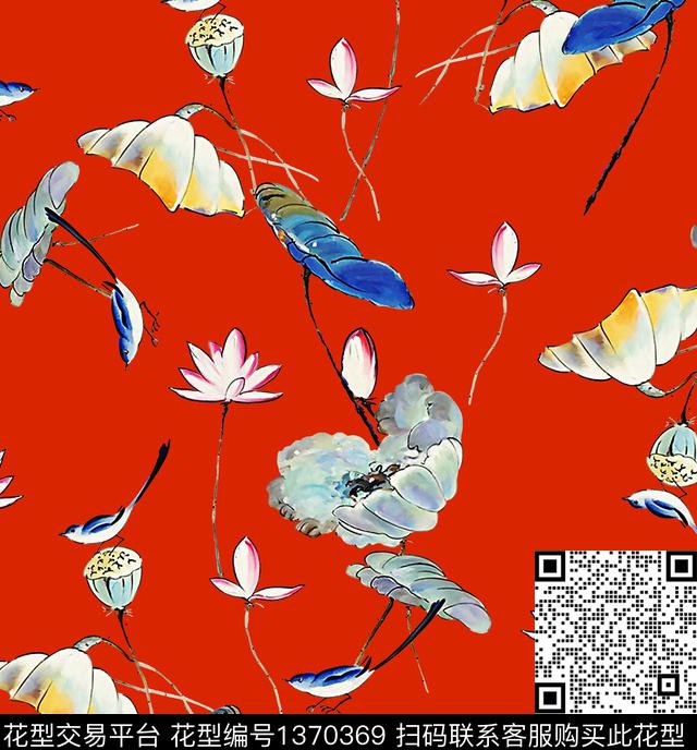 连衣裙女装花卉传统印花华亿平台下载（图片编号: 1370369） - 瓦栏（Walan）