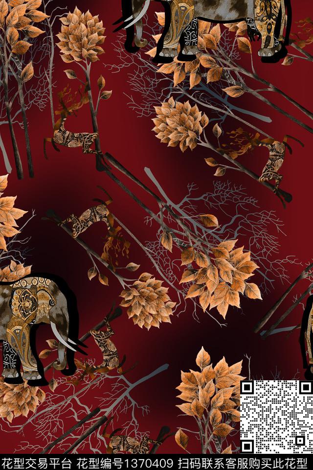 大象中老年中国风数码印花华亿平台下载（图片编号: 1370409） - 瓦栏（Walan）