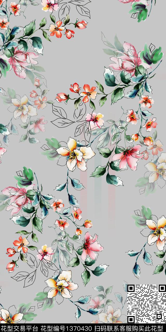 绿植树叶花卉植物数码印花华亿平台下载（图片编号: 1370430） - 瓦栏（Walan）