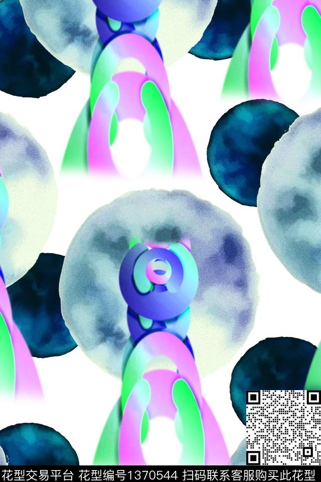 几何清爽底花卉春夏华亿平台数码印花华亿平台下载（图片编号: 1370544） - 瓦栏（Walan）