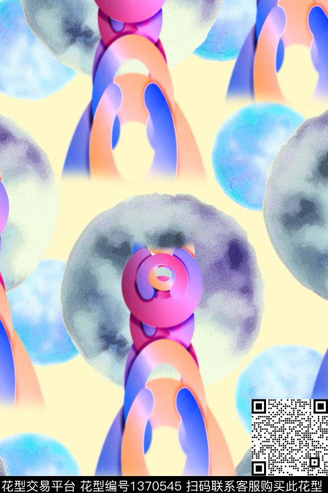 几何清爽底花卉春夏华亿平台数码印花华亿平台下载（图片编号: 1370545） - 瓦栏（Walan）