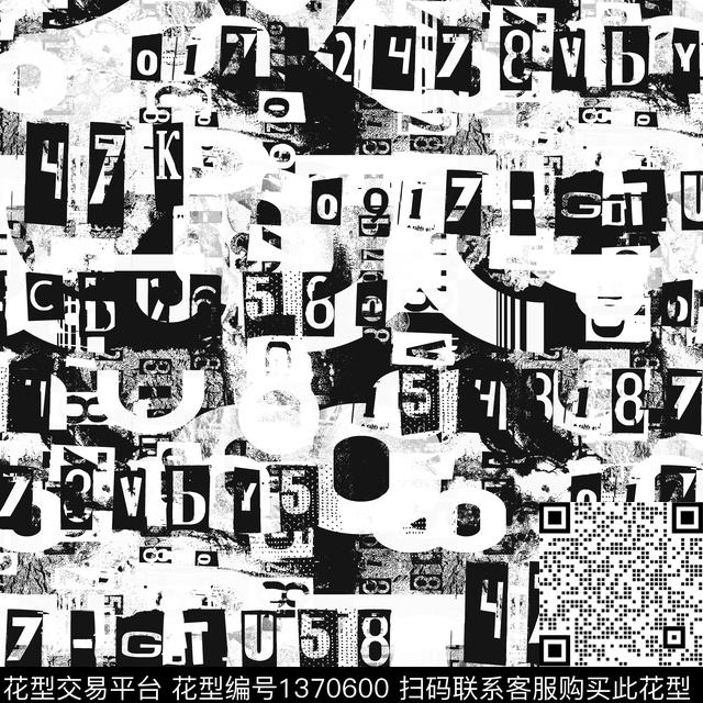几何纸印花字母数码印花华亿平台下载（图片编号: 1370600） - 瓦栏（Walan）