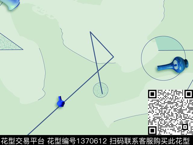 线条几何大牌风数码印花华亿平台下载（图片编号: 1370612） - 瓦栏（Walan）