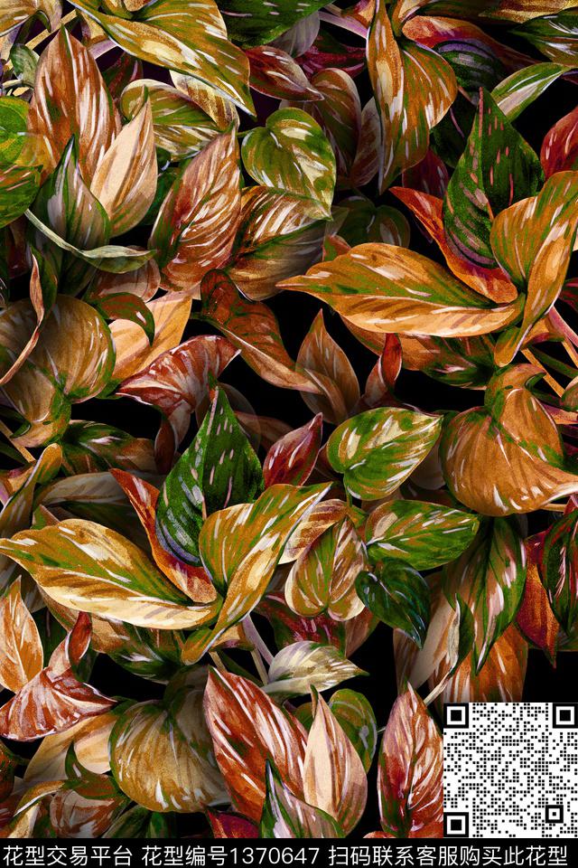 绿植树叶花卉植物数码印花华亿平台下载（图片编号: 1370647） - 瓦栏（Walan）