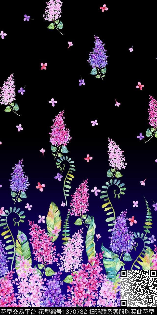 花卉定位花绿植树叶数码印花华亿平台下载（图片编号: 1370732） - 瓦栏（Walan）