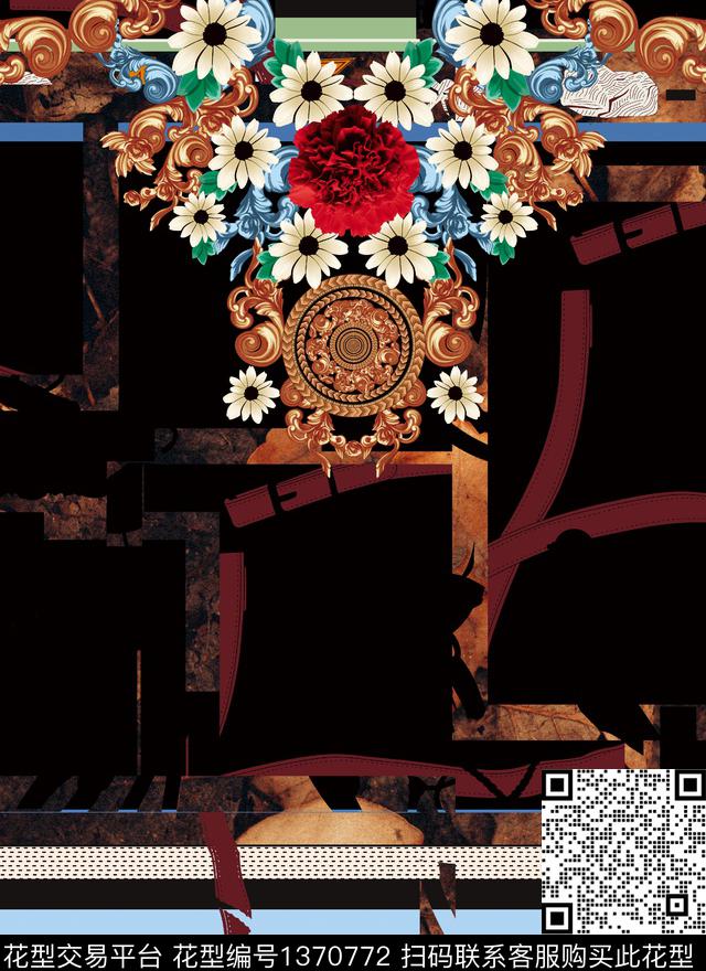 复古抽象男装大牌风数码印花华亿平台下载（图片编号: 1370772） - 瓦栏（Walan）