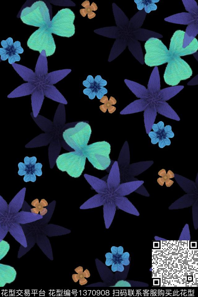 数码华亿平台花卉春夏华亿平台数码印花华亿平台下载（图片编号: 1370908） - 瓦栏（Walan）