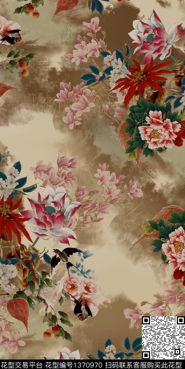 花卉牡丹中老年数码印花华亿平台下载（图片编号: 1370970） - 瓦栏（Walan）