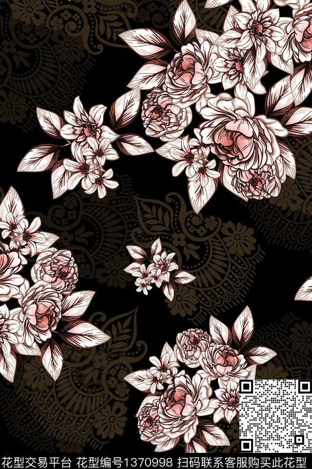 绿植树叶数码华亿平台花卉数码印花华亿平台下载（图片编号: 1370998） - 瓦栏（Walan）