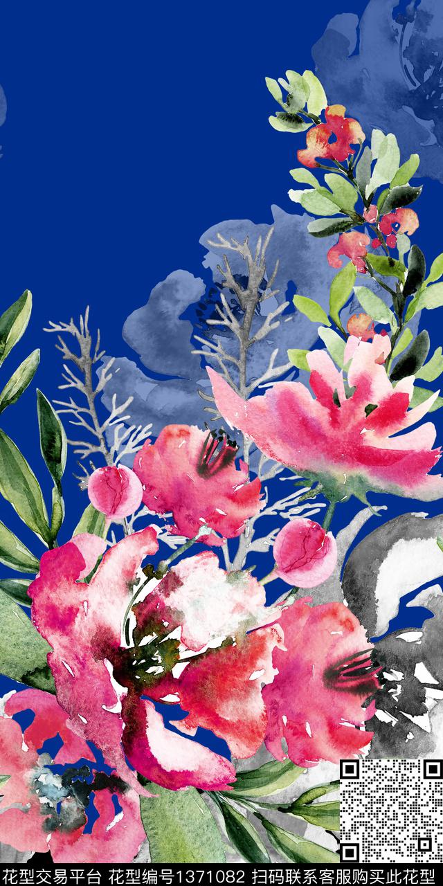 大花手绘定位花数码印花华亿平台下载（图片编号: 1371082） - 瓦栏（Walan）