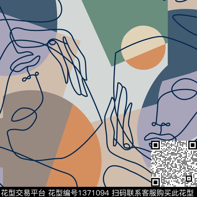 时尚丝巾定位花插画数码印花华亿平台下载（图片编号: 1371094） - 瓦栏（Walan）