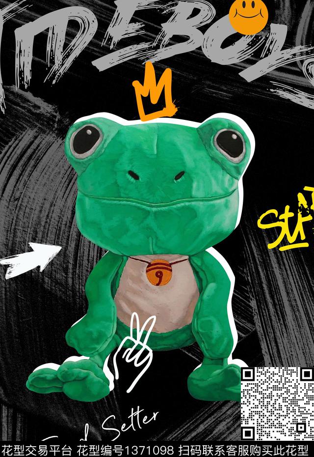 青蛙涂鸦风格卡通角色数码印花华亿平台下载（图片编号: 1371098） - 瓦栏（Walan）