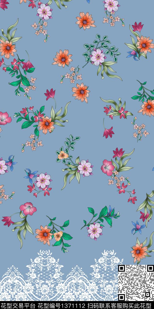 几何绿植树叶花卉数码印花华亿平台下载（图片编号: 1371112） - 瓦栏（Walan）